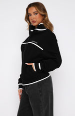 Sign Me Up Zip Front Sweater Black