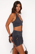 To My Heart Mini Skirt Charcoal