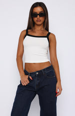 Talking Facts Ribbed Top White