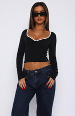 Party With Us Long Sleeve Top Black