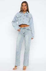 Lightspeed Cropped Denim Jacket Light Blue Wash