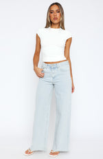 Call You Mine Mid Rise Wide Leg Jeans Light Blue