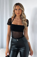 Without A Doubt Mesh Top Black