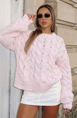 Real Feelings Oversized Knit Sweater Baby Pink