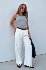 No One's Fault Tailored Linen Pants White