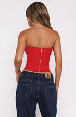 Never Love Again Strapless Bustier Red