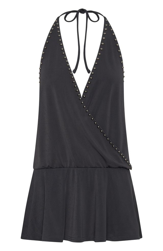 ワンピース ETMON Slip Pintuck Mini Dress, Charcoal 에트몽]Slip Pintuck Mini Dress, Charcoal