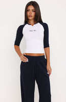 Tatiana 3/4 Sleeve Top White/Navy
