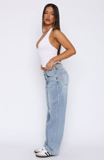 With You Low Rise Wide Leg Jeans Vintage Mid Blue