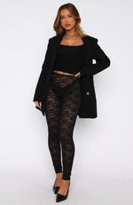 Dinner Plan Lace Pants Black