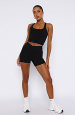 Won't Give Up Cross Front Shorts Black