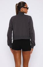 Make Your Mind Up Zip Sweater Charcoal