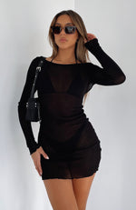 Without Warning Long Sleeve Mini Dress Black
