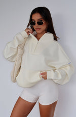 Doing It For You Zip Front Sweater Cream