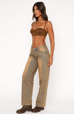 Bring The Style Low Rise Wide Leg Jeans Clay