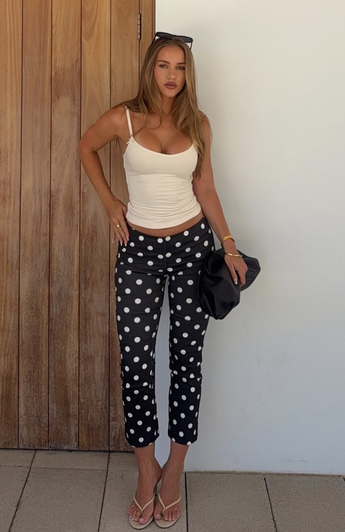 Sweetie Darling Capri Pants Black/White Polka Dot | White Fox
