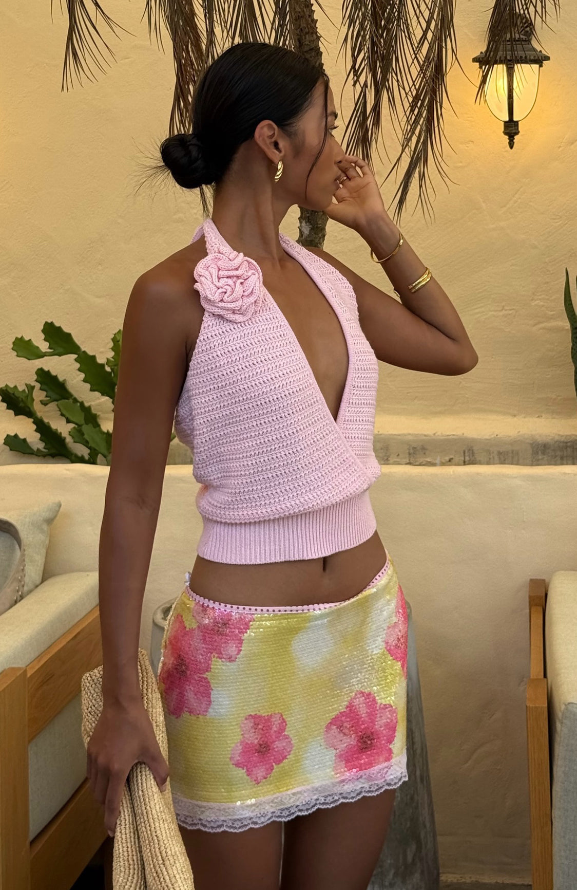 R　litmus JANSOLVIEASSEMBLY mini skirt Salty Shores Sequin Mini Skirt Sunlit Hibiscus | White Fox Boutique US