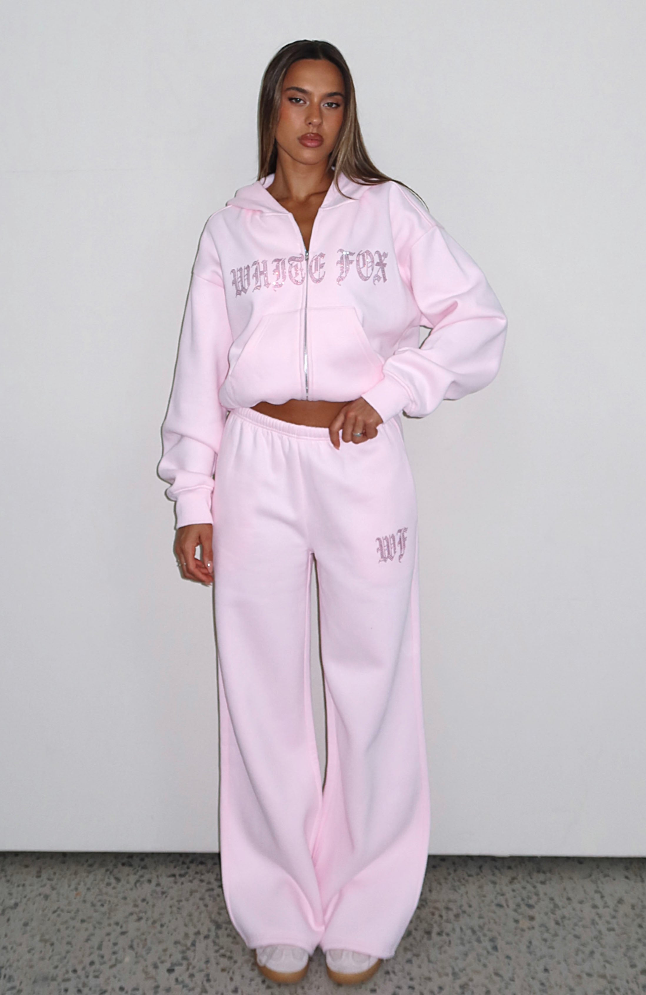 Lucky Ones Boxy Zip Front Hoodie Pink | White Fox Boutique US