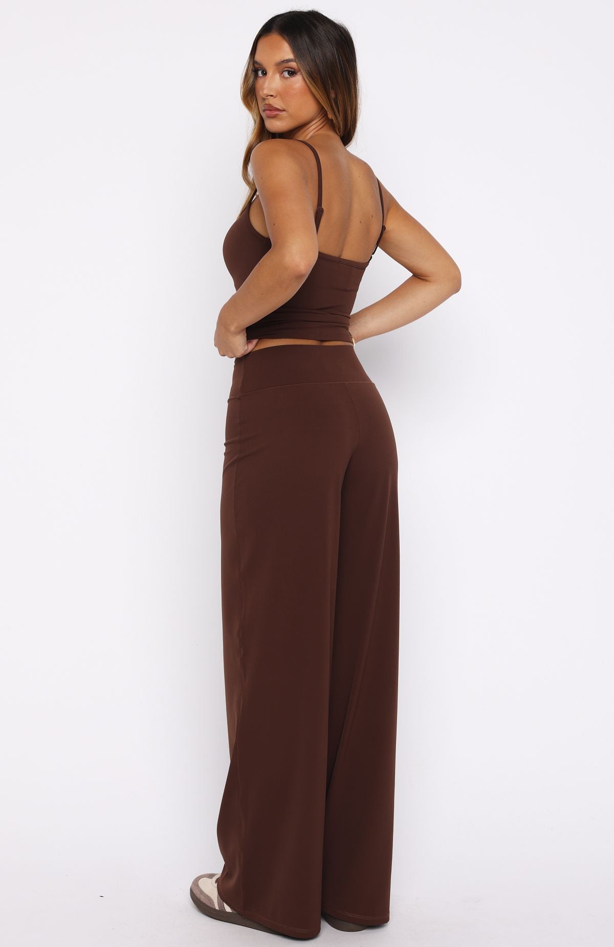 Core Strengths Wide Leg Pants Chocolate | White Fox Boutique US