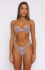 Beachside Bikini Top Choc Gingham