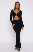 Thinking Clearly Long Sleeve Maxi Dress Black