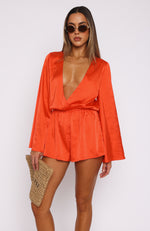 Old Rules Long Sleeve Playsuit Chilli