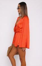 Old Rules Long Sleeve Playsuit Chilli