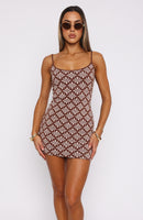 Field Of Daisies Knit Mini Dress Chocolate Daisy