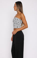Lucky Clover Strapless Knit Top Black/White