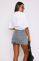 Press Reset Denim Mini Skirt Light Blue Wash