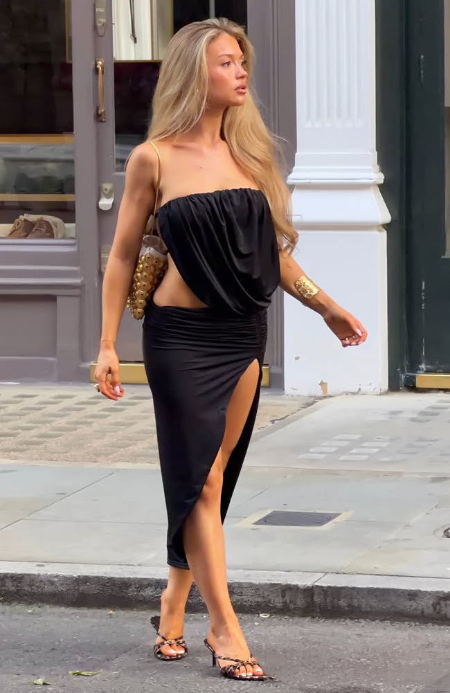 The Romantic Strapless Midi Dress Black