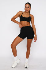 Agile High Waisted Pocket Shorts Black