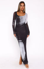 Like A Melody Long Sleeve Maxi Dress Monochrome Orb