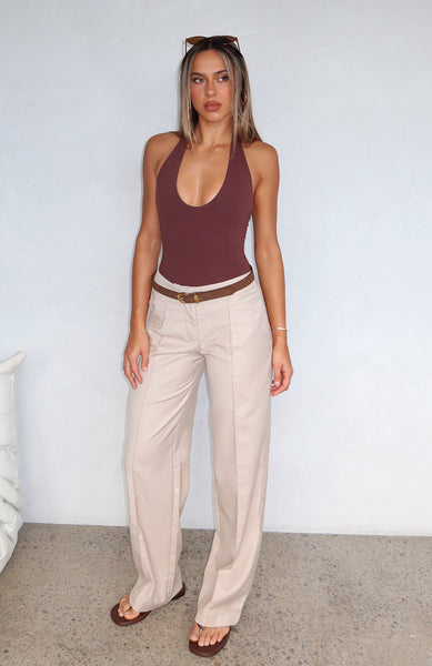 White Fox Boutique Keep It Cool Pants Beige