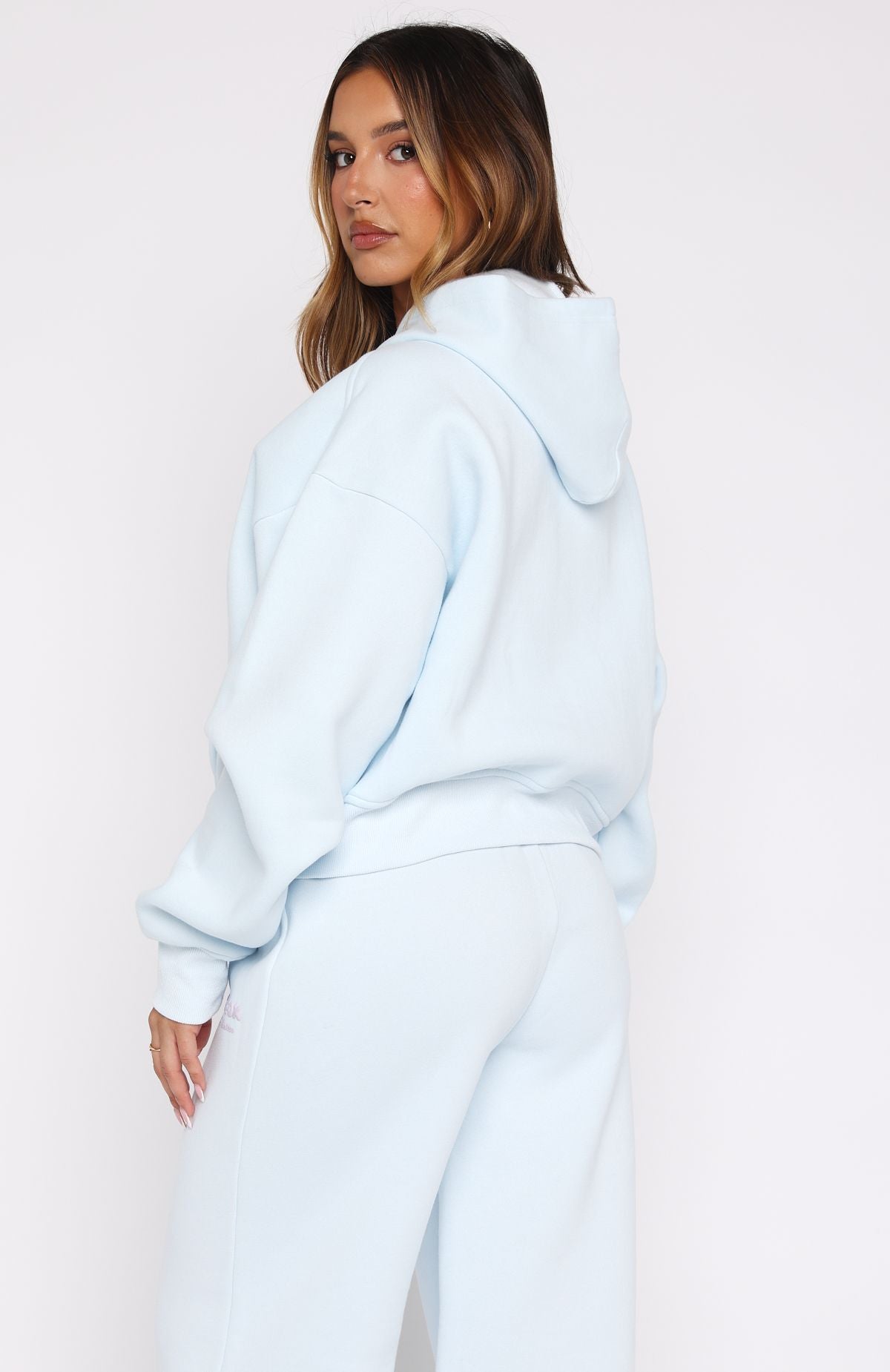 Lucky Thirteen Audrina Boxy Zip Front Hoodie Blue | White
