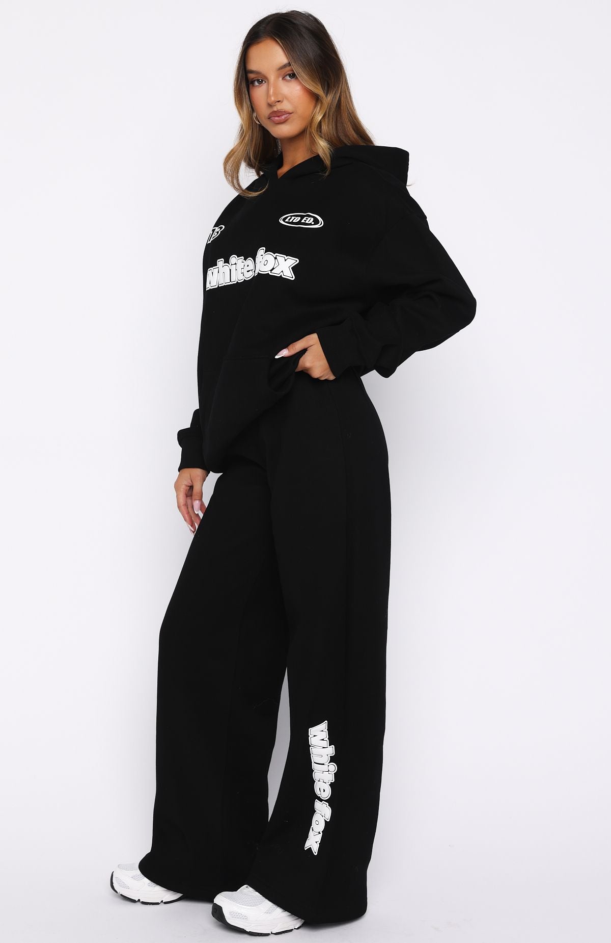 Ready To Go Wide Leg Sweatpants Black | White Fox Boutique US