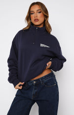 Like No One Else Zip Front Sweater Navy