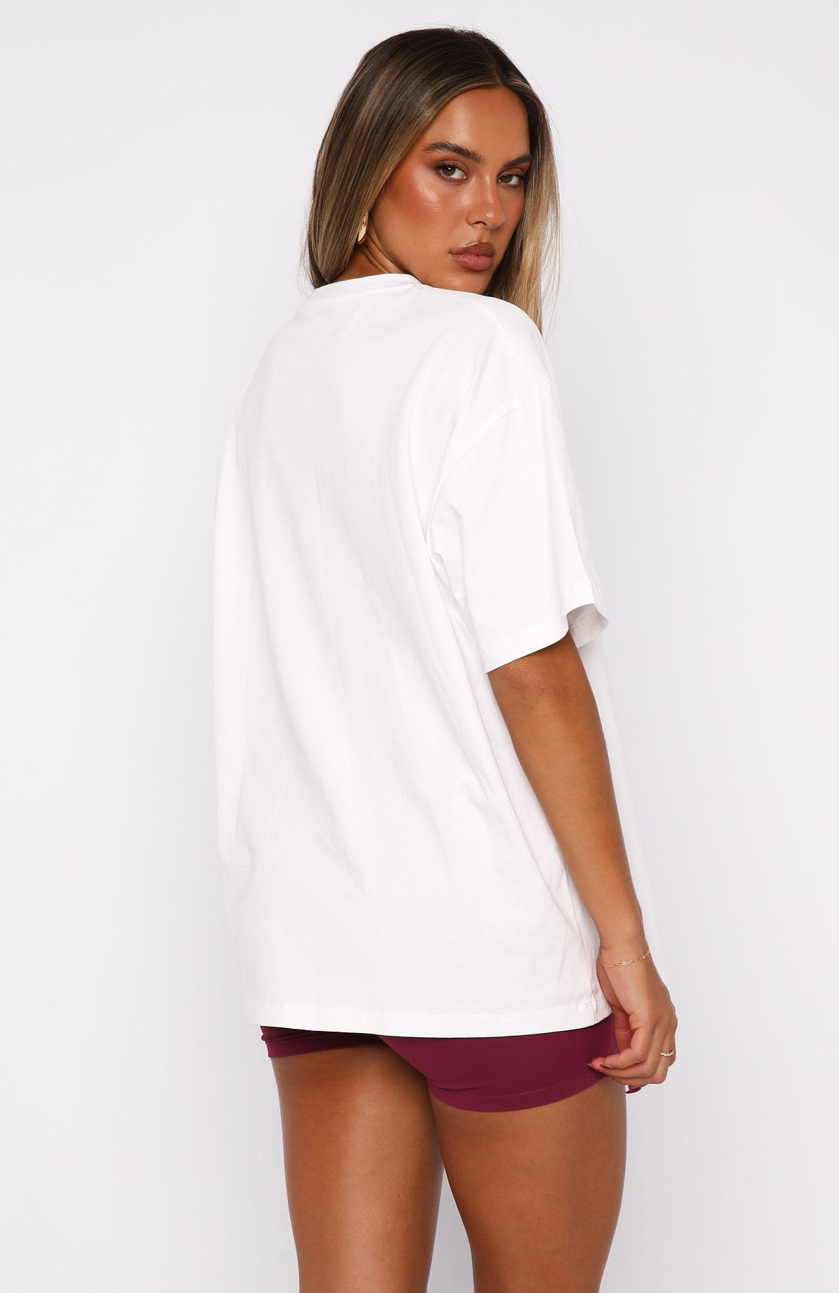 11th Street She's So Lucky Oversized Tee Leopard Splice | White