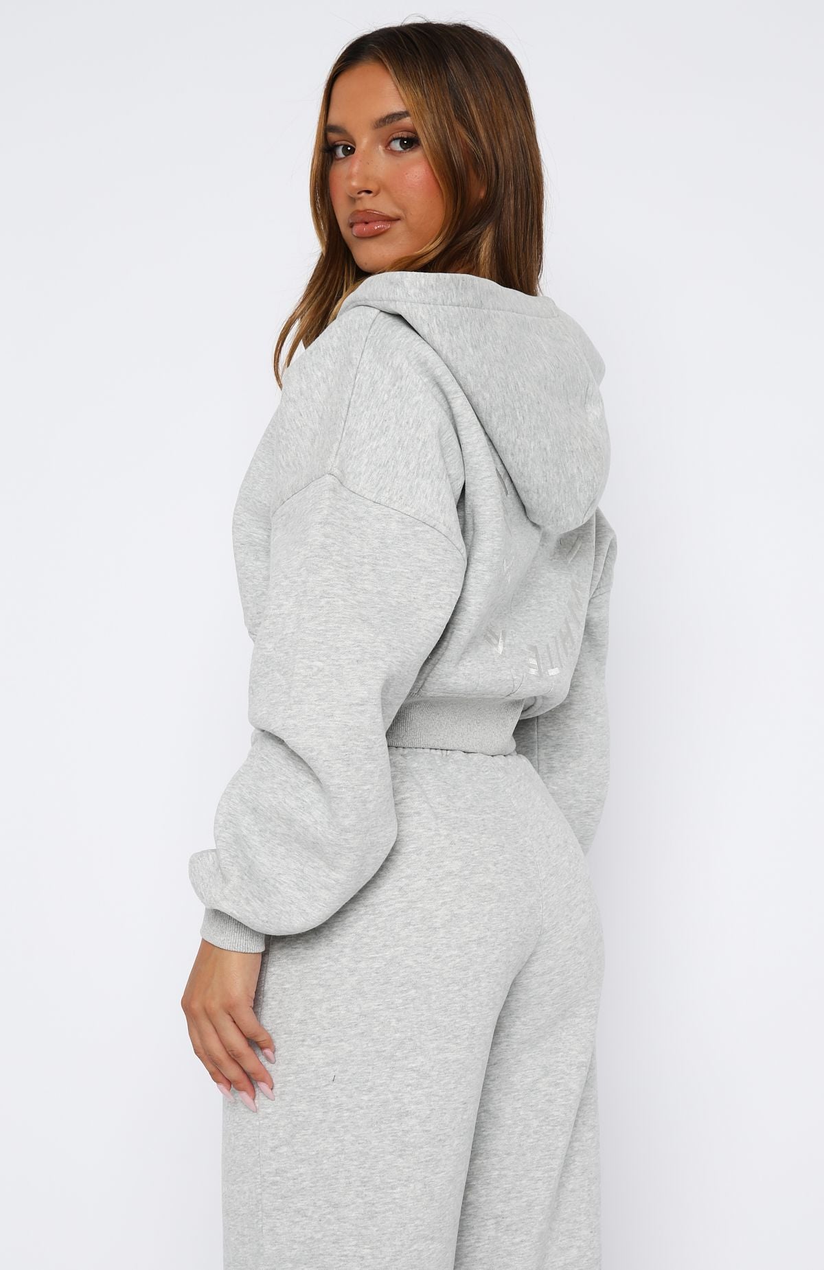 Stay Lifted Cropped Hoodie Dark Grey Marle | White Fox Boutique US