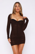 Make A Change Long Sleeve Mini Dress Chocolate