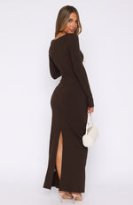 Thinking Clearly Long Sleeve Maxi Dress Chocolate