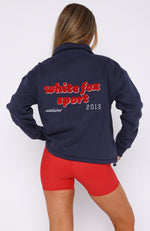 Hold Me Down Zip Front Sweater Navy