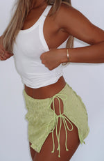 Shine Bright Lace Sequin Mini Skirt Matcha