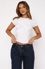 Left Wondering Ruched Top White