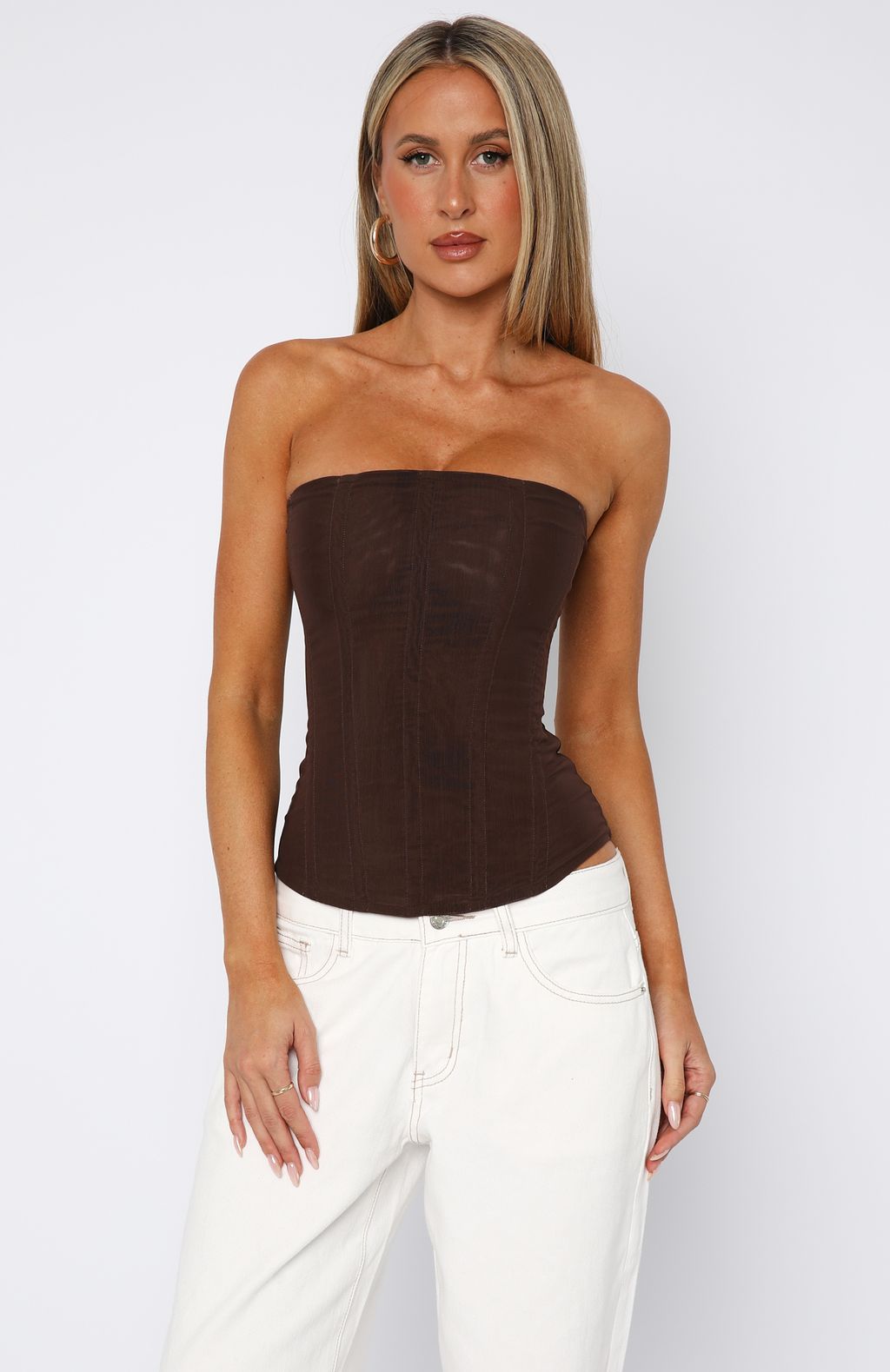 Tell Me A Secret Strapless Bustier Chocolate | White Fox Boutique US