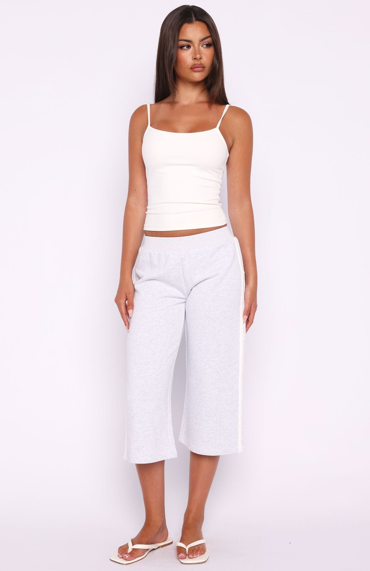 Stuck In A Daze Capri Track Pants Grey Marle | White Fox Boutique US