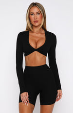 Over The Line Long Sleeve Crop Black