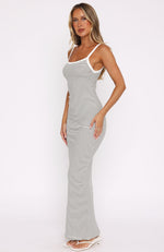 Let Me Live Ribbed Maxi Dress White/Green Stripe