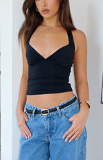 Act Right Halter Top Black