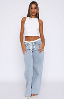 Daisy Mid Rise Wide Leg Jeans Light Blue